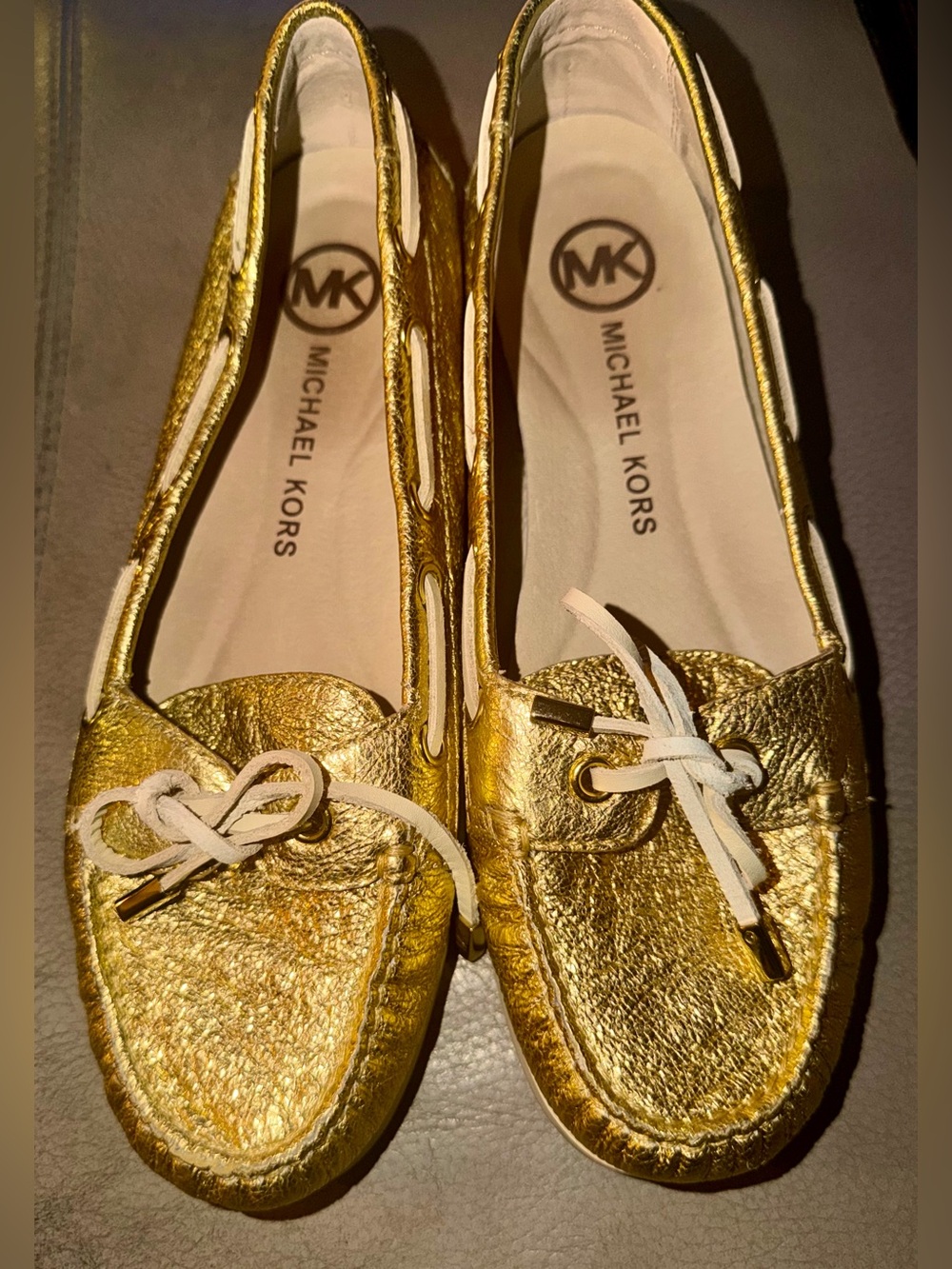 Michael Kors Gold Moccasins Excellent Sx 8